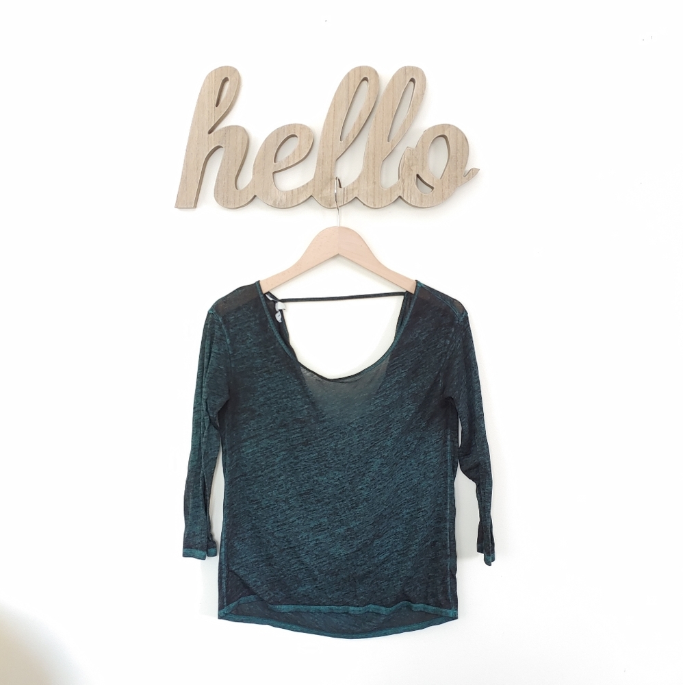 Dark Emerald Marled Drape/Cowl Back Top (XS)